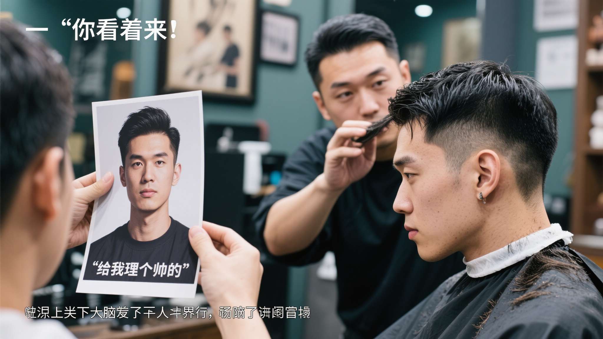 很多网友在评论区脑补了各种场景。有人猜测是顾客说了一句"你看着来"，然后理发师真